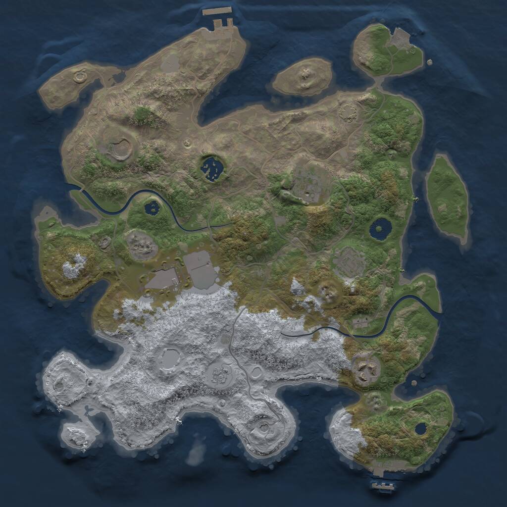 Rust Map: Procedural Map, Size: 3500, Seed: 500070, 12 Monuments