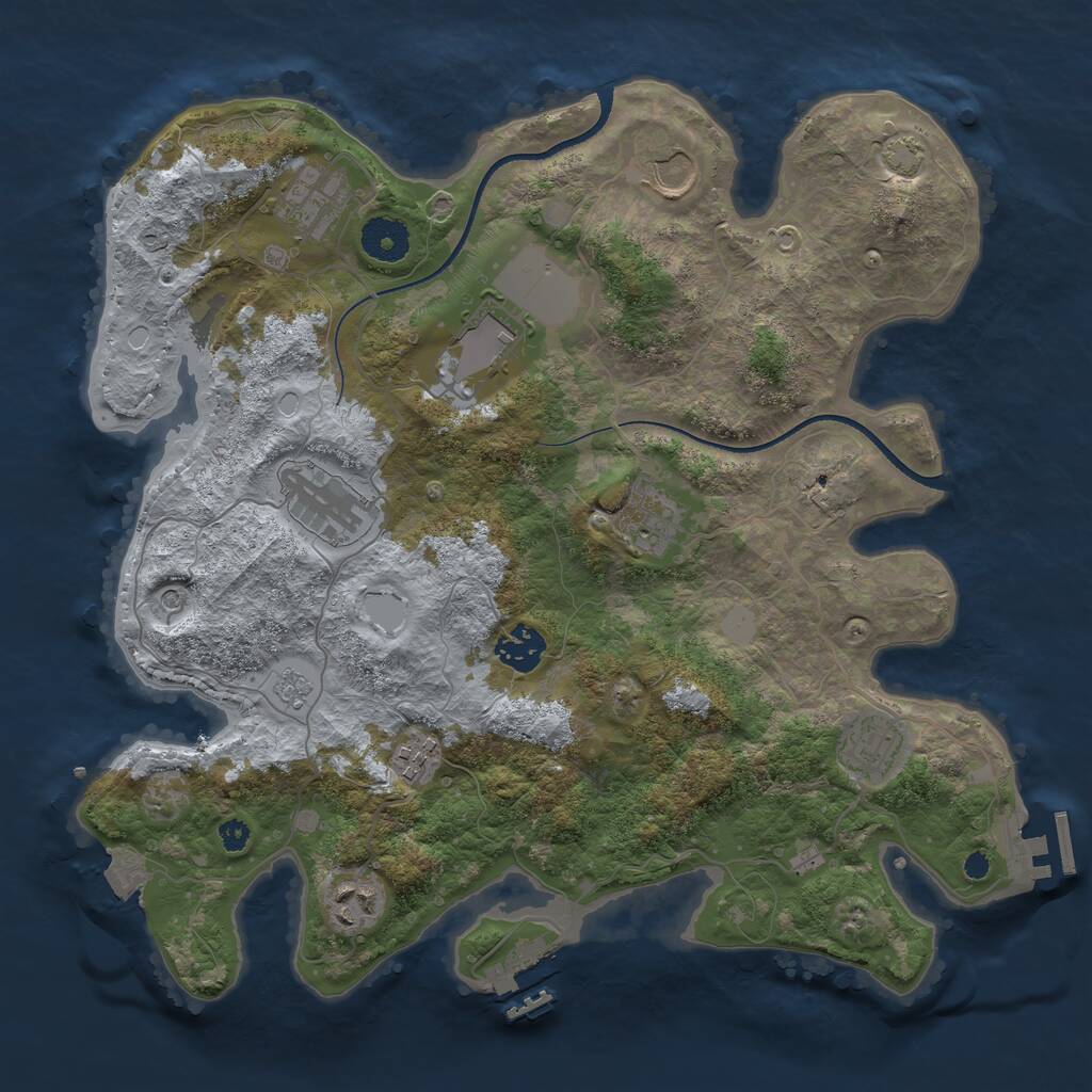 Rust Map: Procedural Map, Size: 3500, Seed: 1103355600, 15 Monuments