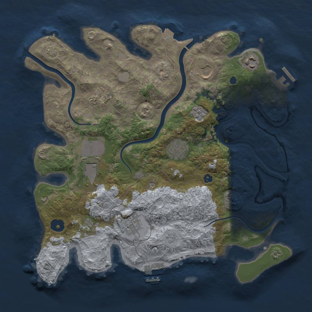 Rust Map: Procedural Map, Size: 3500, Seed: 704629085, 13 Monuments