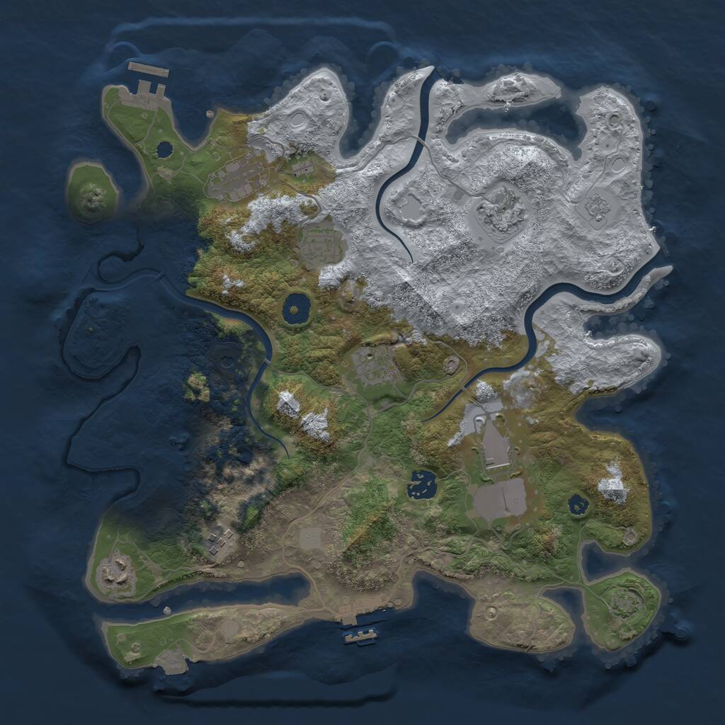 Rust Map: Procedural Map, Size: 3600, Seed: 865530711, 14 Monuments