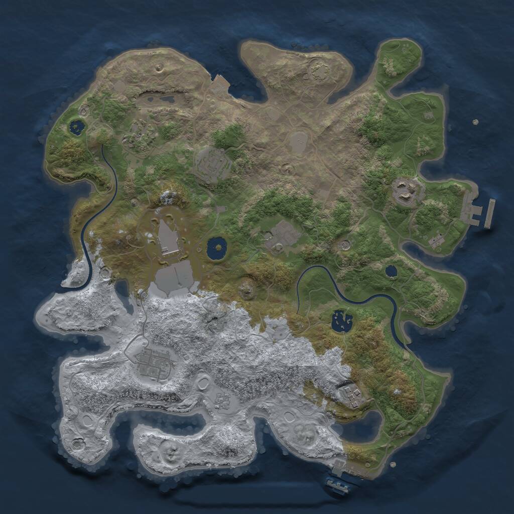 Rust Map: Procedural Map, Size: 3500, Seed: 1031341816, 14 Monuments