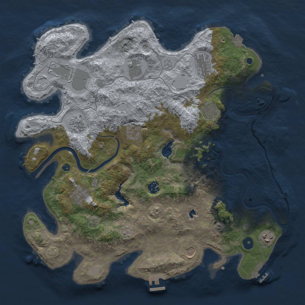 Rust Map: Procedural Map, Size: 4000, Seed: 1231594586, 17 Monuments