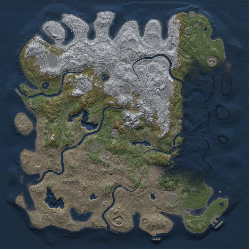 Rust Map: Procedural Map, Size: 5000, Seed: 689633951, 17 Monuments