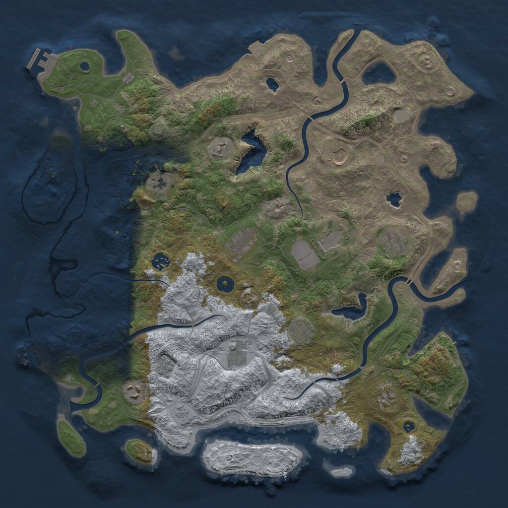 Rust Map: Procedural Map, Size: 4500, Seed: 1018932061, 17 Monuments
