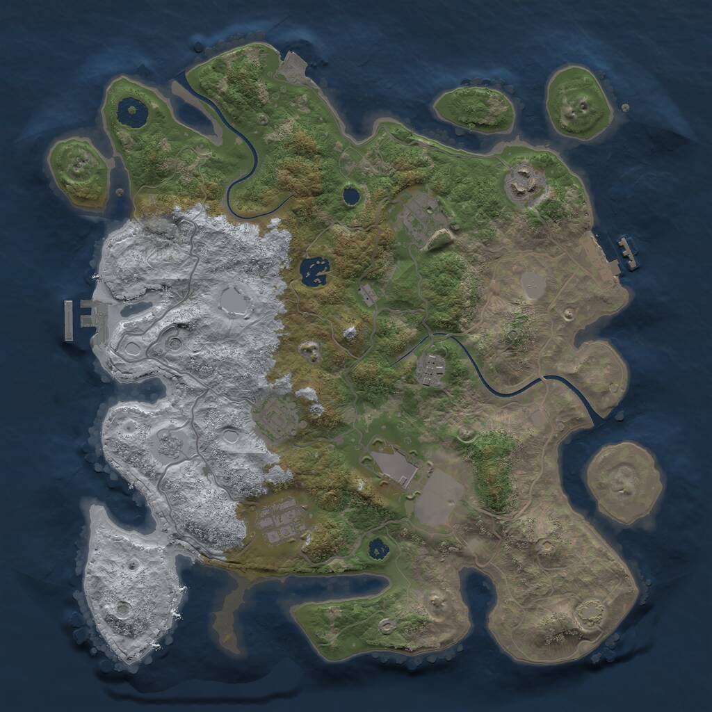 Rust Map: Procedural Map, Size: 3500, Seed: 1225062835, 13 Monuments