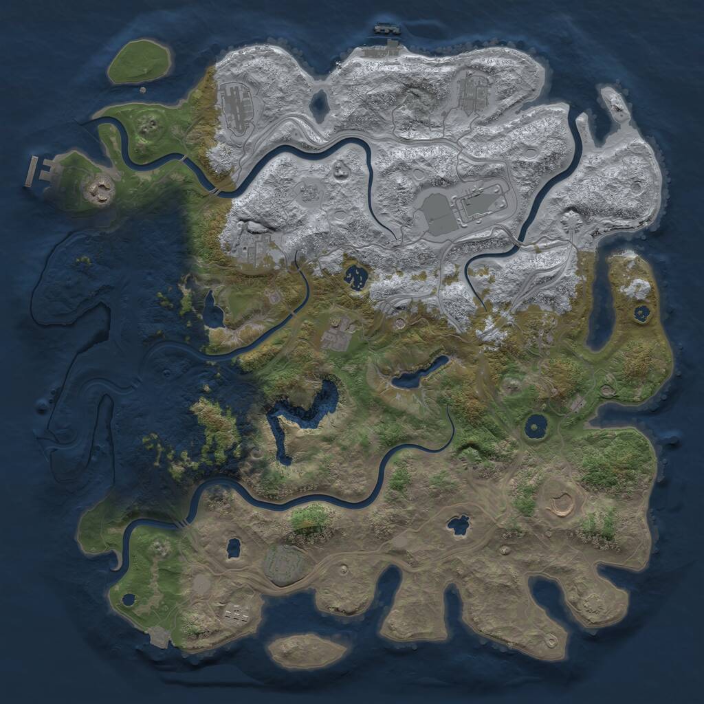 Rust Map: Procedural Map, Size: 4500, Seed: 1443452749, 17 Monuments