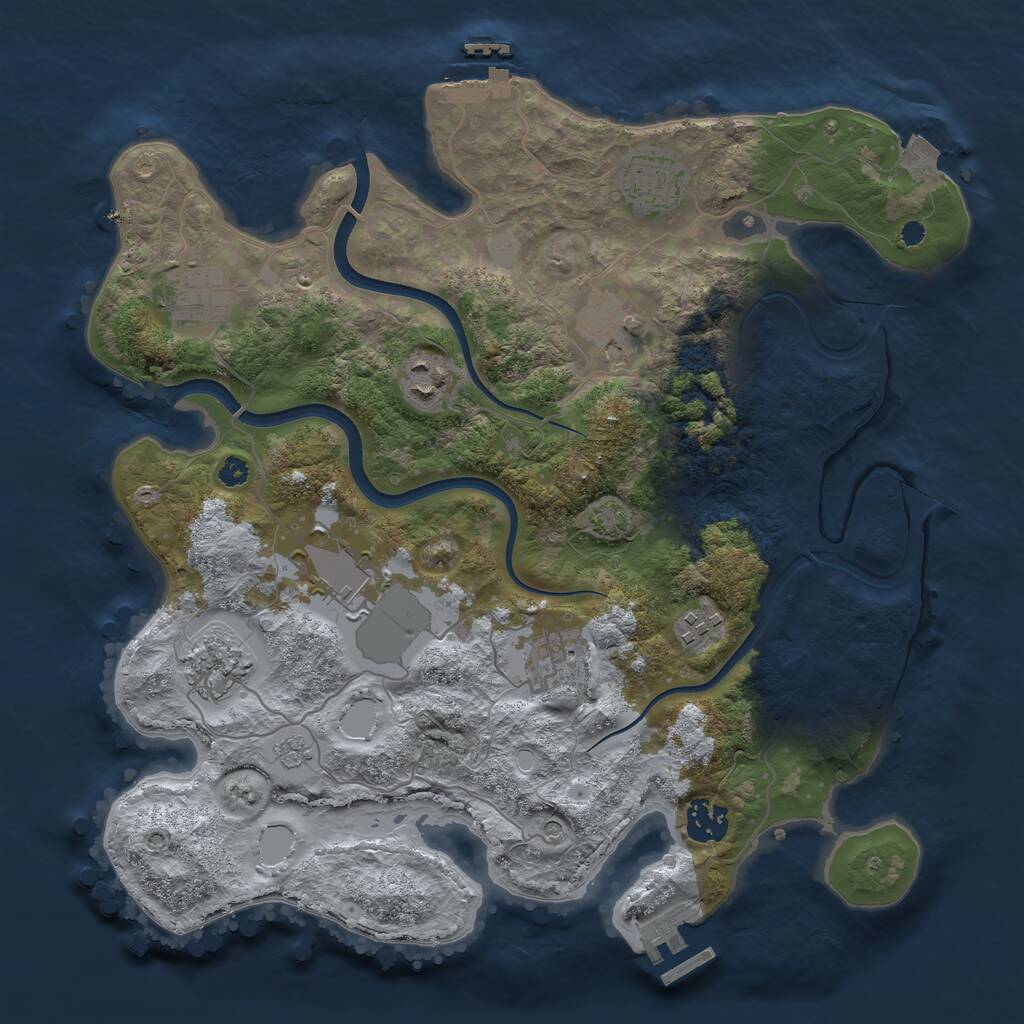 Rust Map: Procedural Map, Size: 3500, Seed: 564237191, 15 Monuments