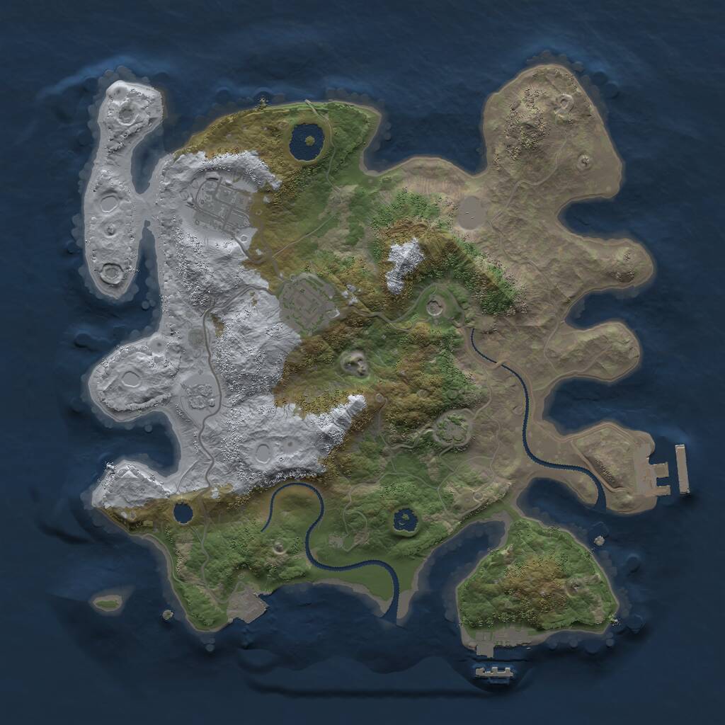 Rust Map: Procedural Map, Size: 3000, Seed: 1979644009, 8 Monuments