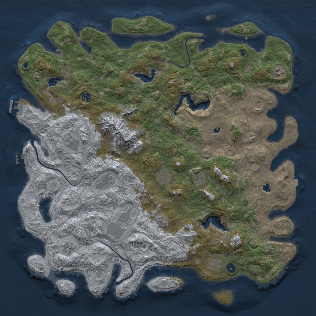Rust Map: Procedural Map, Size: 5000, Seed: 877326667, 17 Monuments