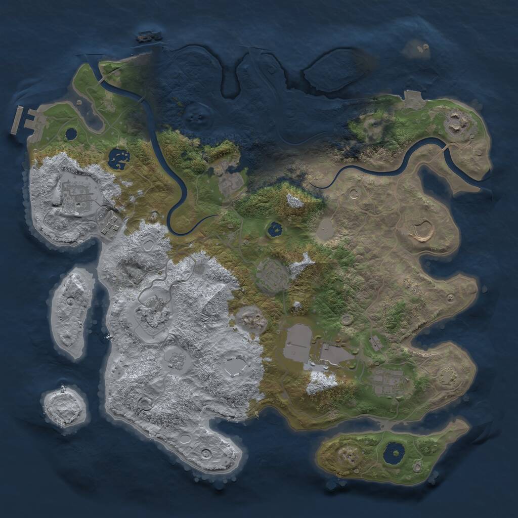Rust Map: Procedural Map, Size: 3600, Seed: 2120293399, 16 Monuments