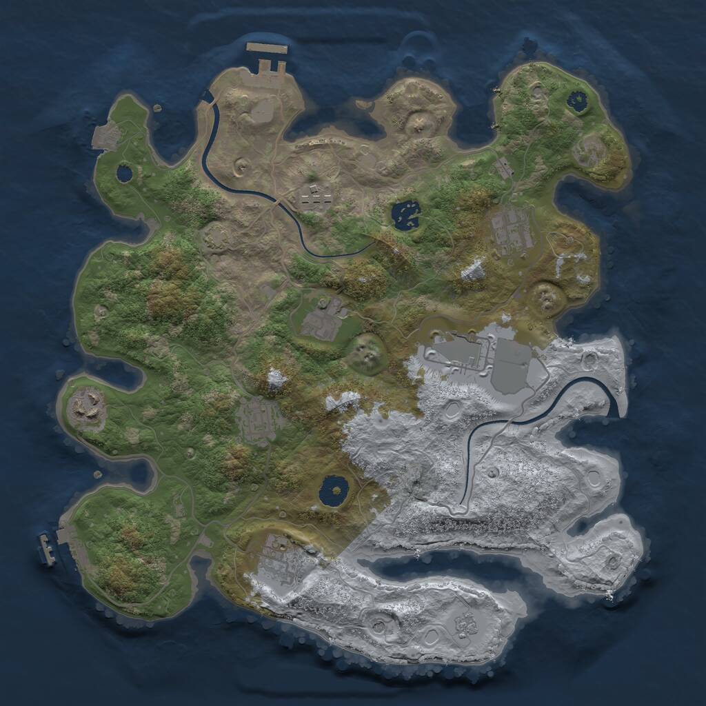 Rust Map: Procedural Map, Size: 3500, Seed: 1690447010, 14 Monuments