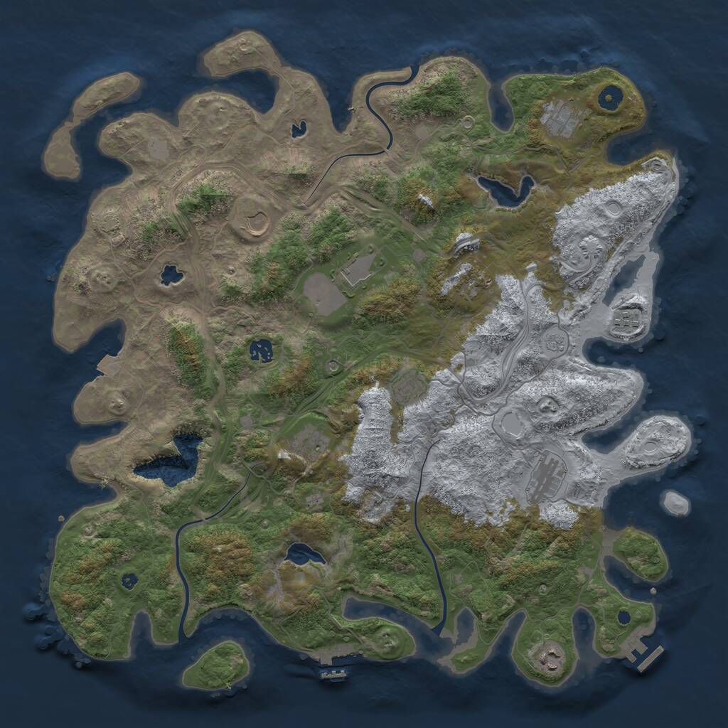 Rust Map: Procedural Map, Size: 4500, Seed: 535390421, 16 Monuments