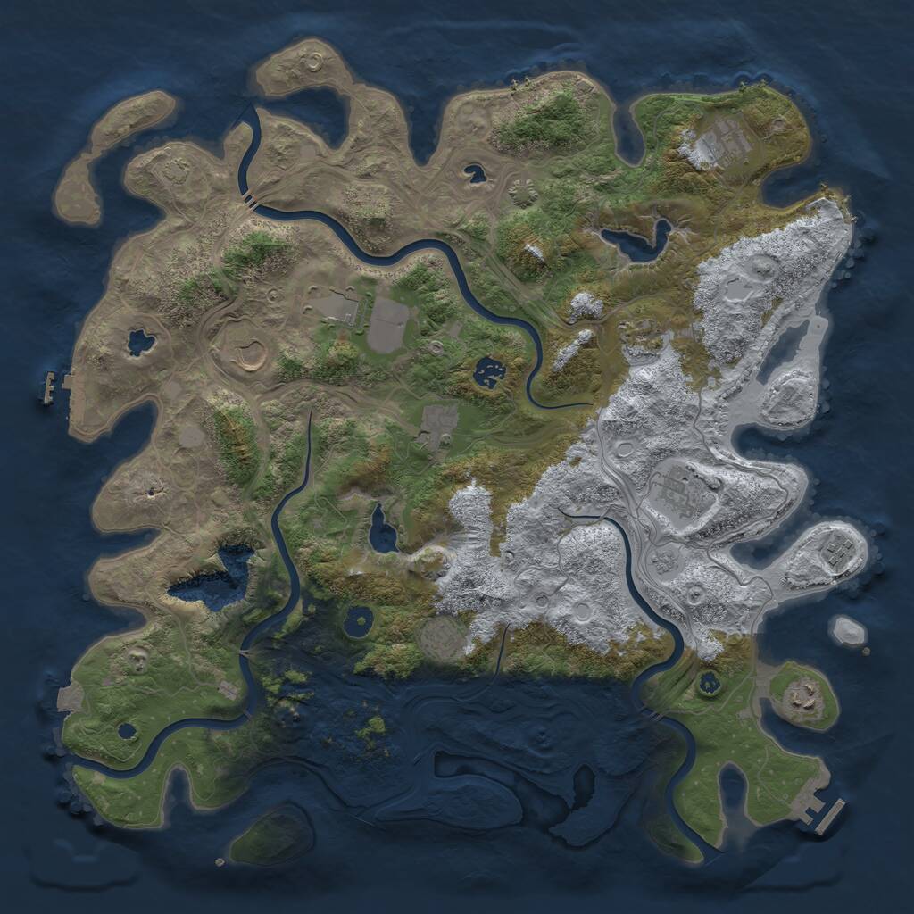 Rust Map: Procedural Map, Size: 4500, Seed: 535390421, 16 Monuments