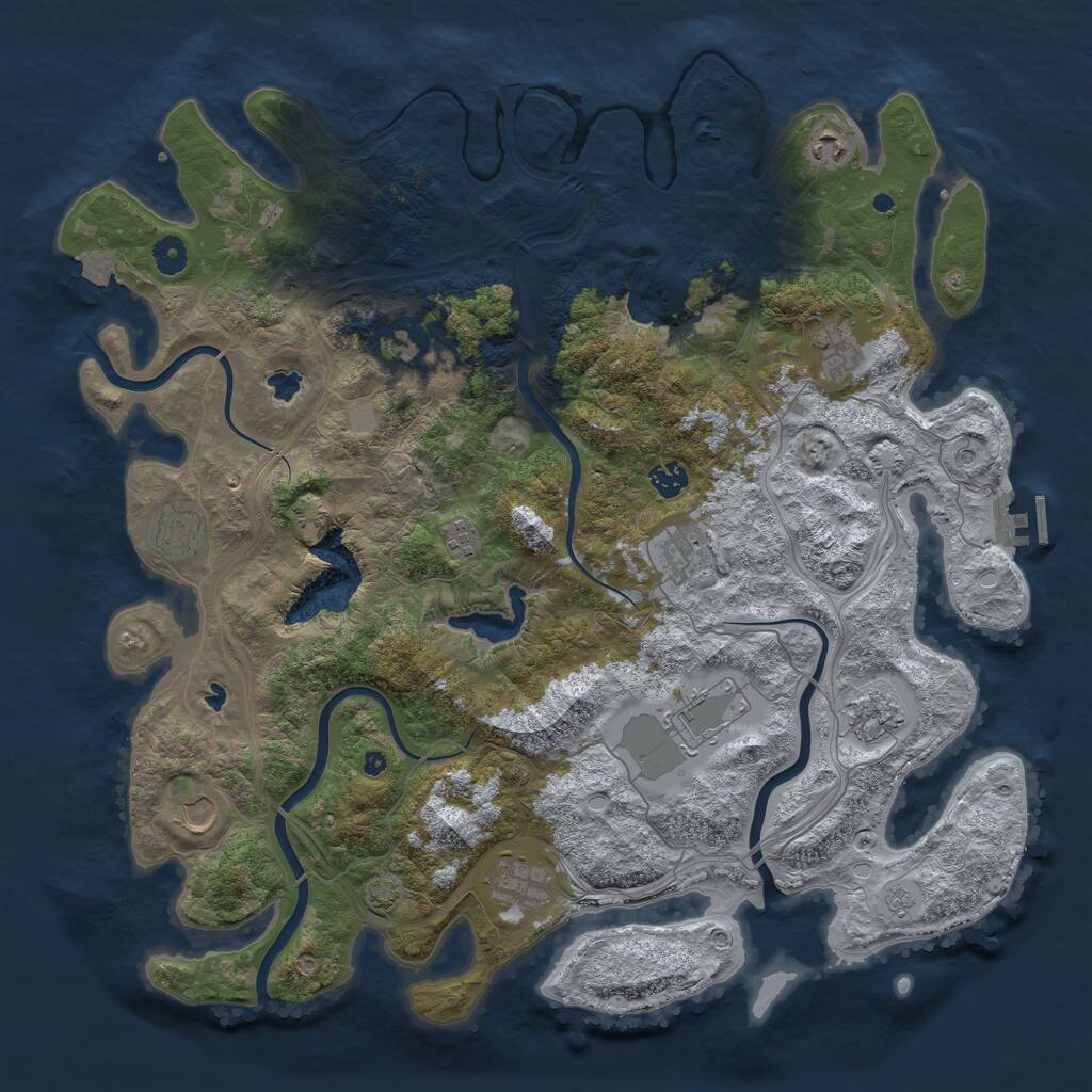 Rust Map: Procedural Map, Size: 4500, Seed: 458248445, 16 Monuments