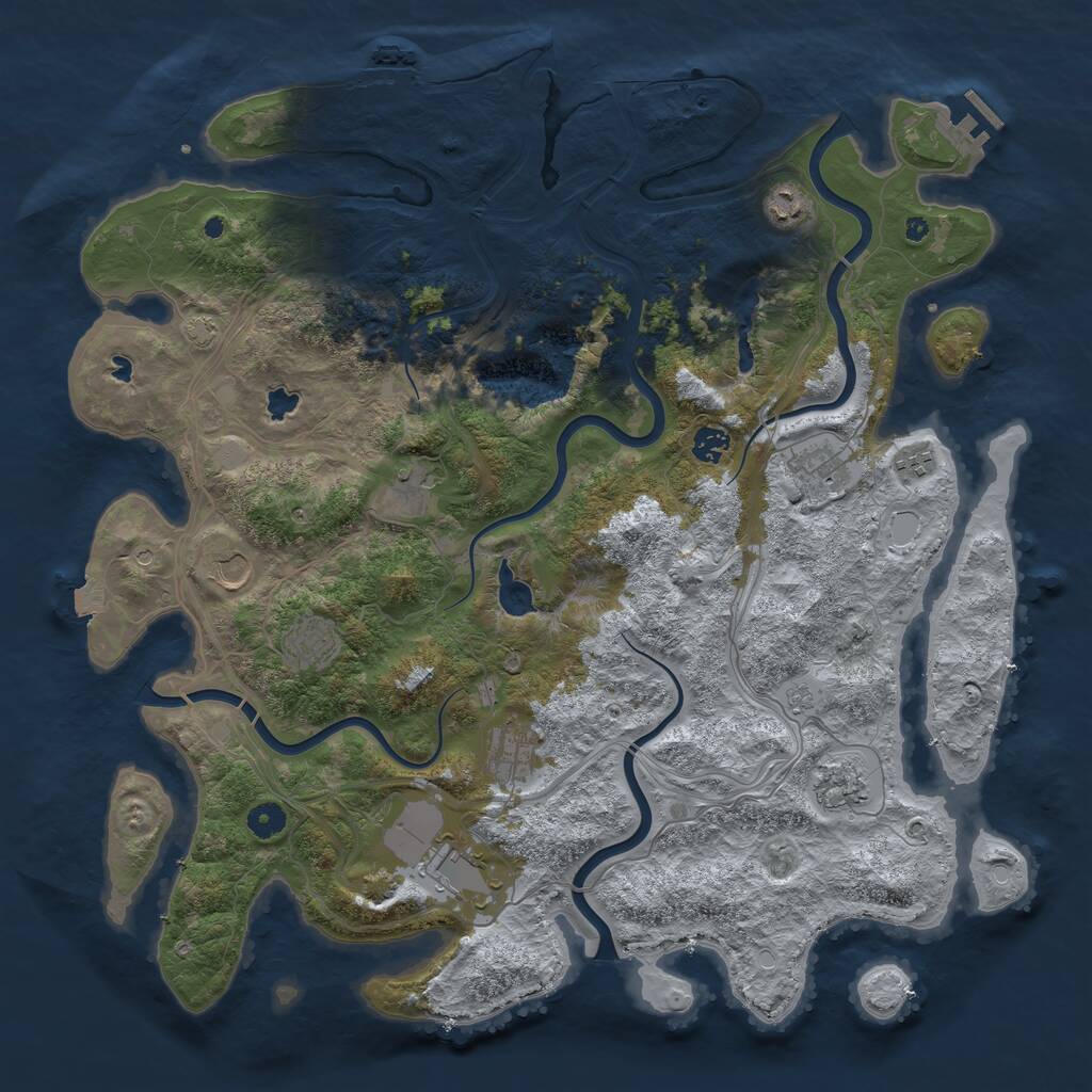 Rust Map: Procedural Map, Size: 4500, Seed: 556644, 16 Monuments