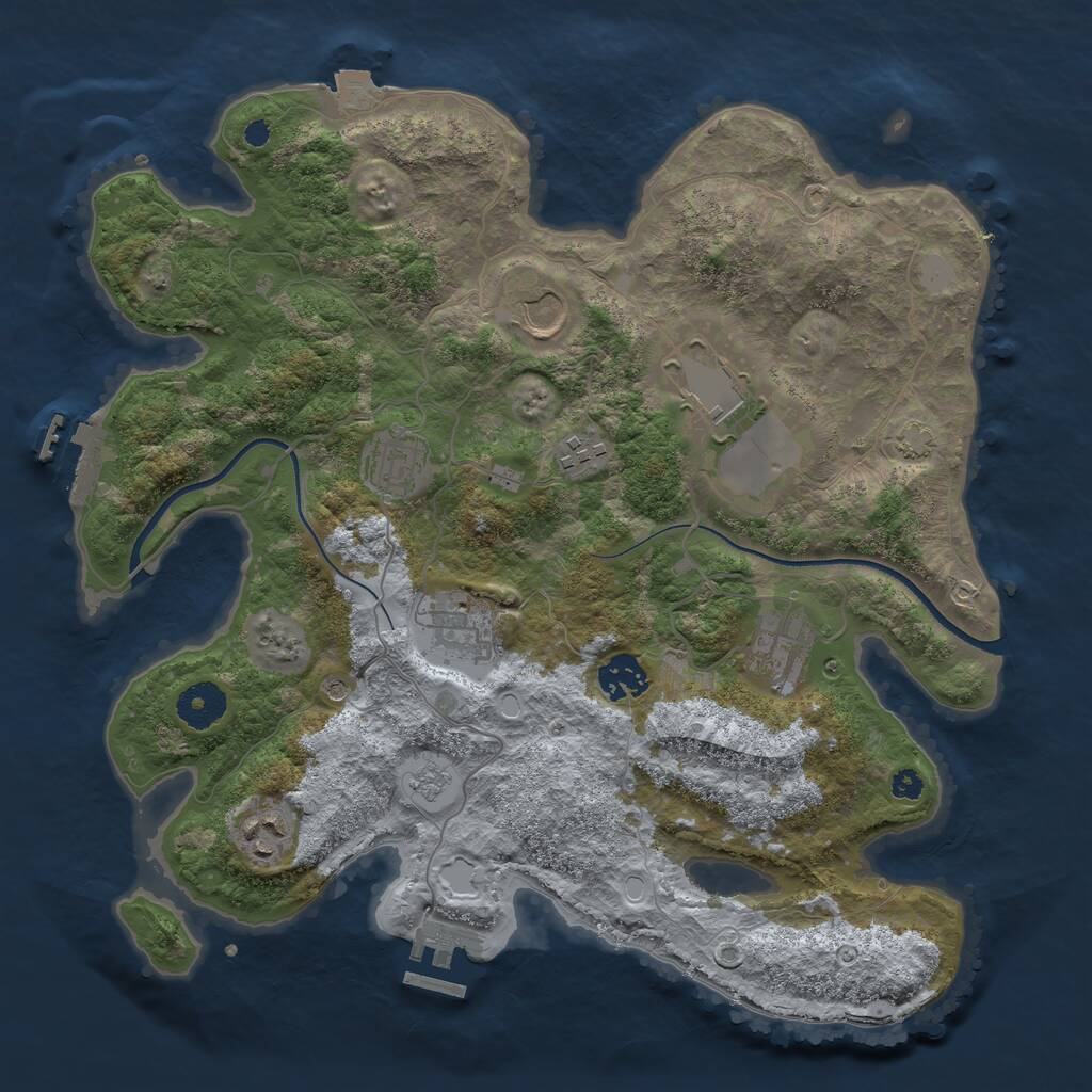Rust Map: Procedural Map, Size: 3500, Seed: 255978, 14 Monuments