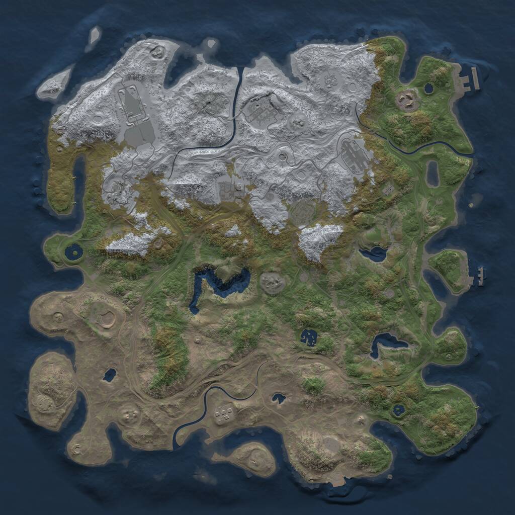 Rust Map: Procedural Map, Size: 4500, Seed: 42118303, 16 Monuments