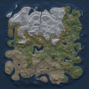 Thumbnail Rust Map: Procedural Map, Size: 4500, Seed: 42118303, 16 Monuments