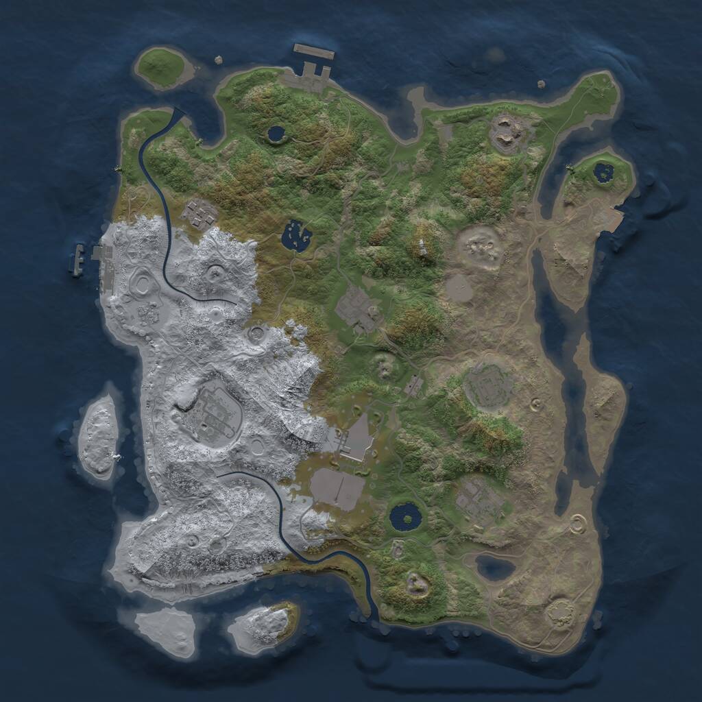 Rust Map: Procedural Map, Size: 3500, Seed: 861950449, 14 Monuments