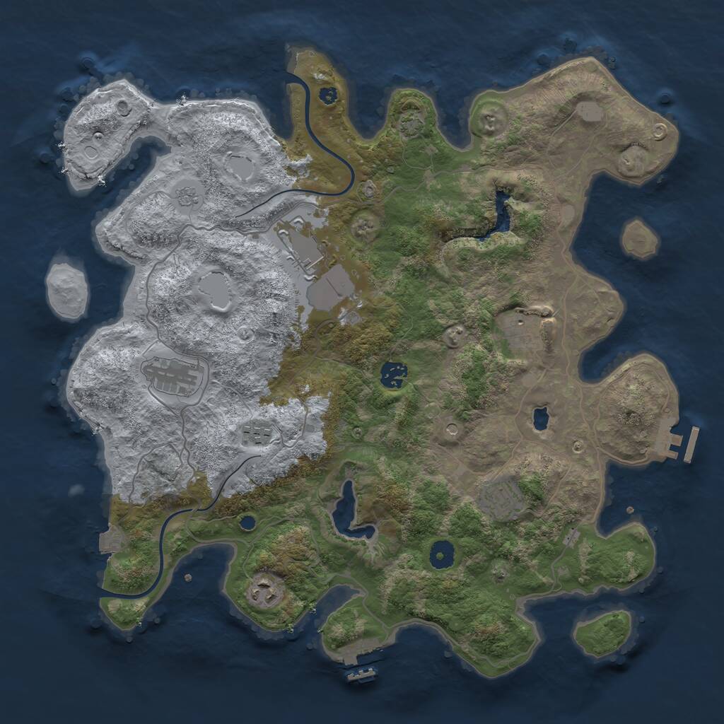 Rust Map: Procedural Map, Size: 4000, Seed: 883896312, 13 Monuments
