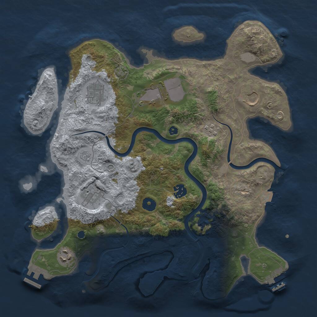 Rust Map: Procedural Map, Size: 3500, Seed: 208221538, 13 Monuments
