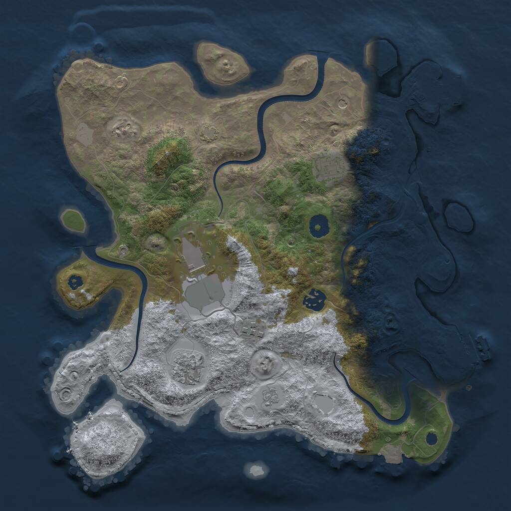 Rust Map: Procedural Map, Size: 3500, Seed: 1200584213, 11 Monuments