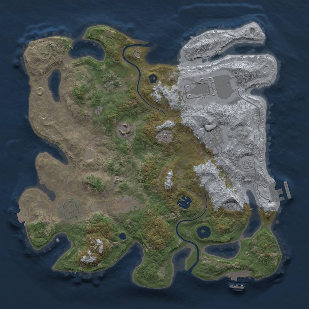 Rust Map: Procedural Map, Size: 3500, Seed: 1462171350, 14 Monuments