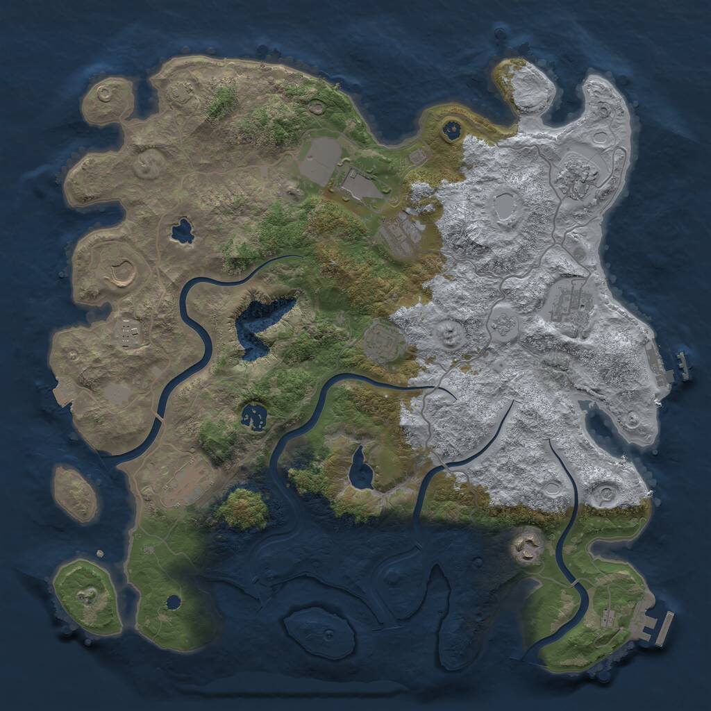 Rust Map: Procedural Map, Size: 4000, Seed: 421948, 16 Monuments