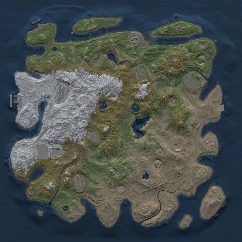 Rust Map: Procedural Map, Size: 4250, Seed: 426955719, 16 Monuments