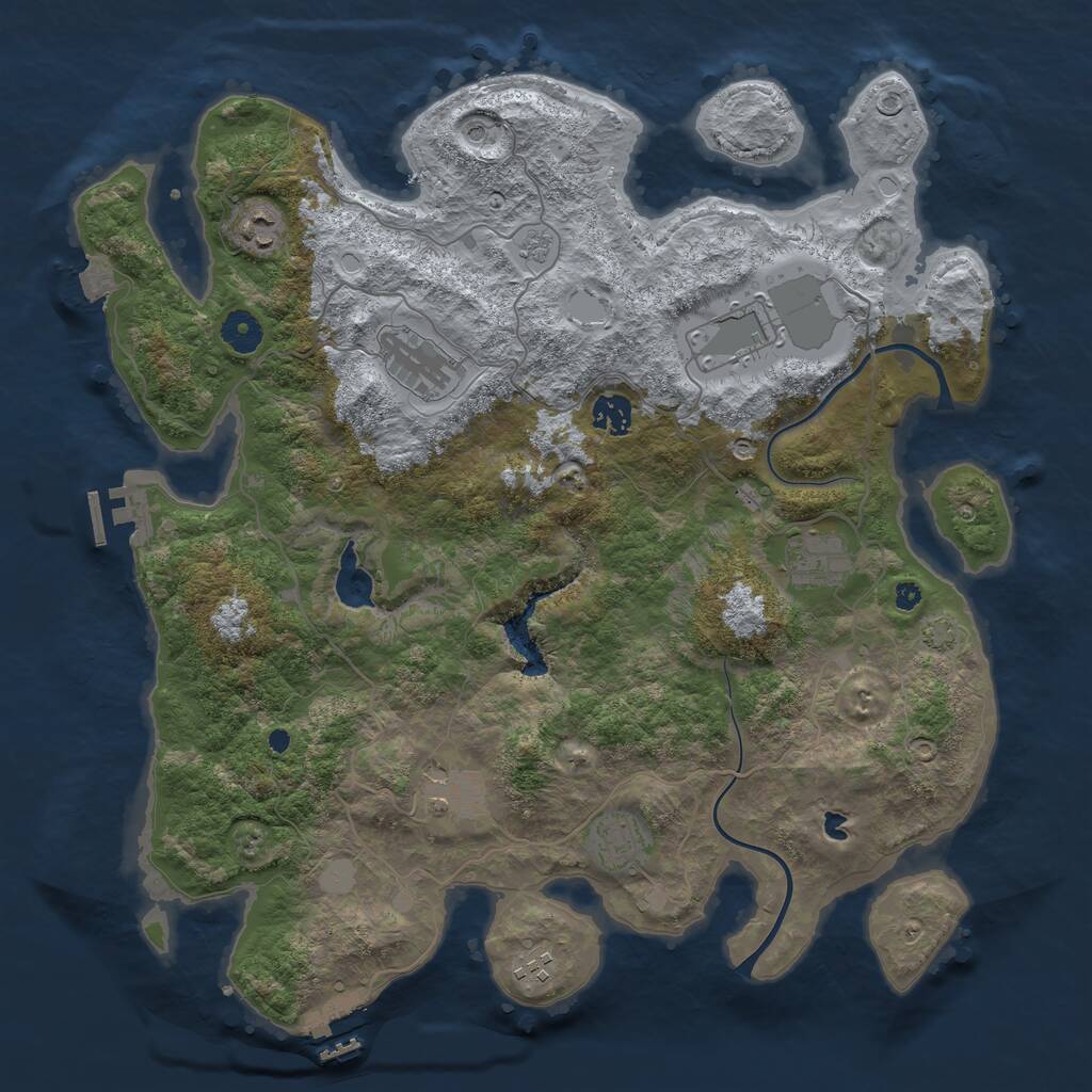 Rust Map: Procedural Map, Size: 4000, Seed: 500123, 14 Monuments