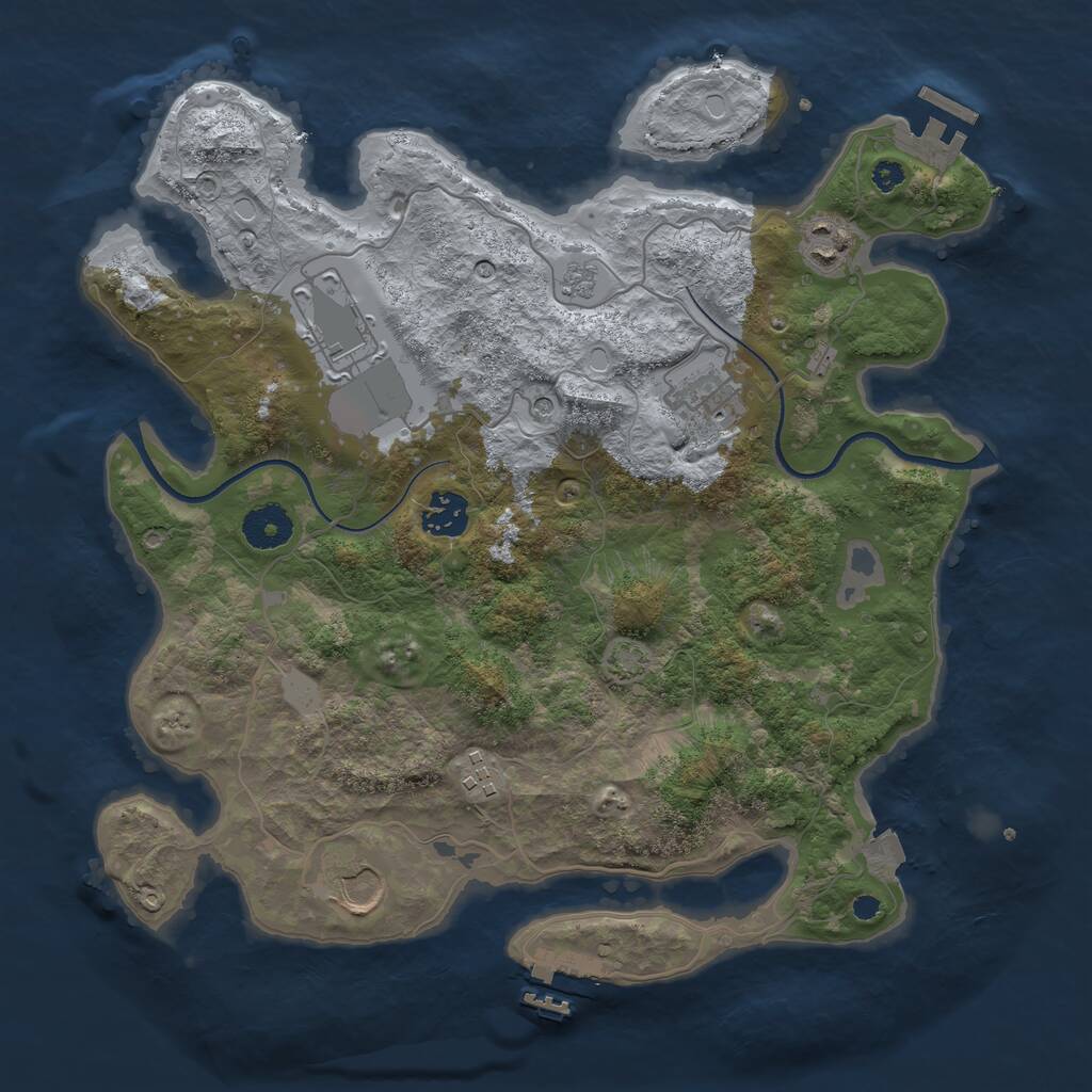 Rust Map: Procedural Map, Size: 3500, Seed: 17186163, 12 Monuments