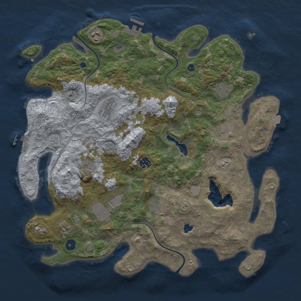 Rust Map: Procedural Map, Size: 4200, Seed: 813004659, 16 Monuments
