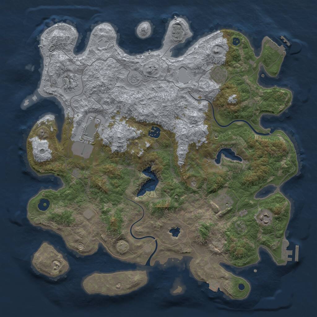Rust Map: Procedural Map, Size: 4000, Seed: 302345488, 13 Monuments