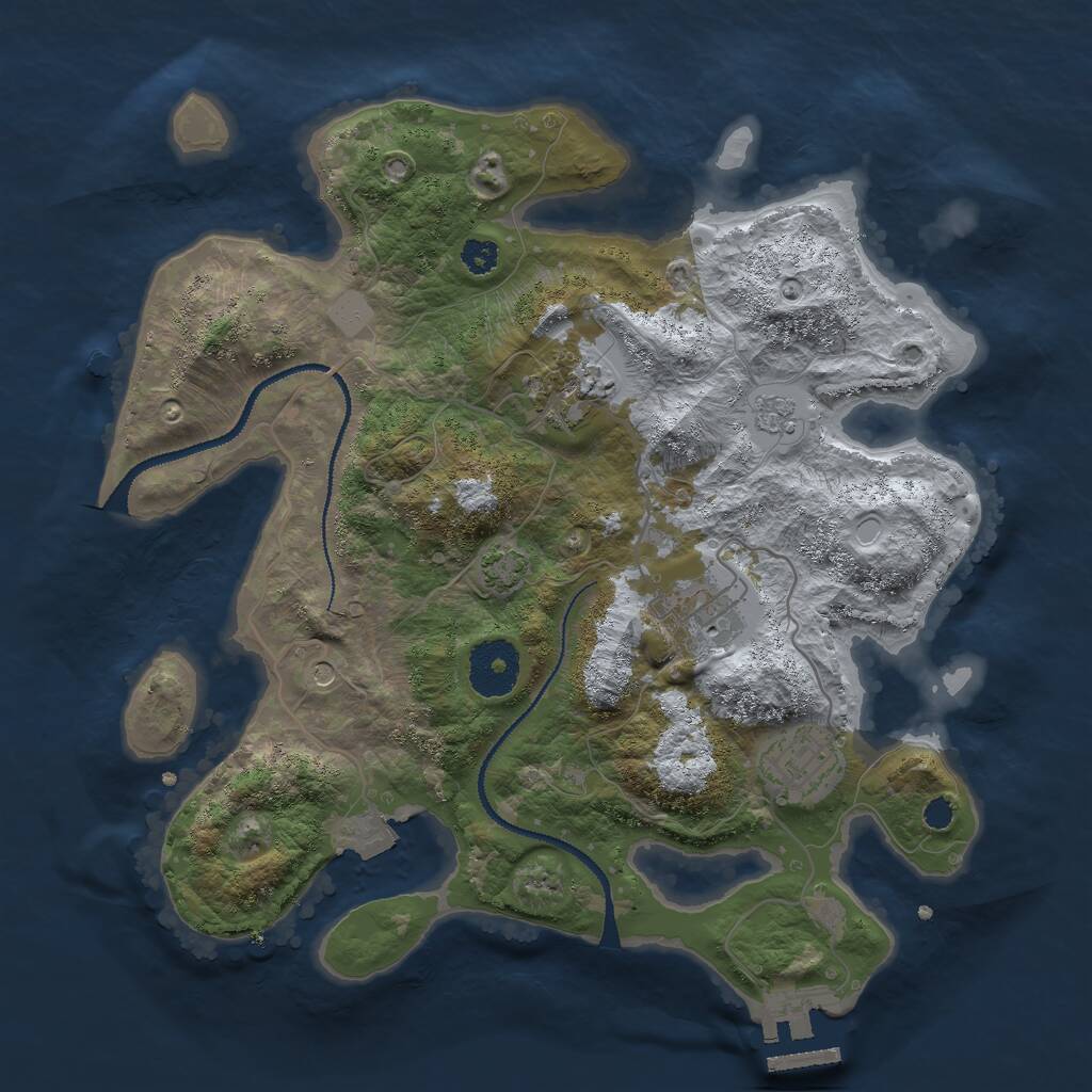 Rust Map: Procedural Map, Size: 3000, Seed: 1328719531, 8 Monuments
