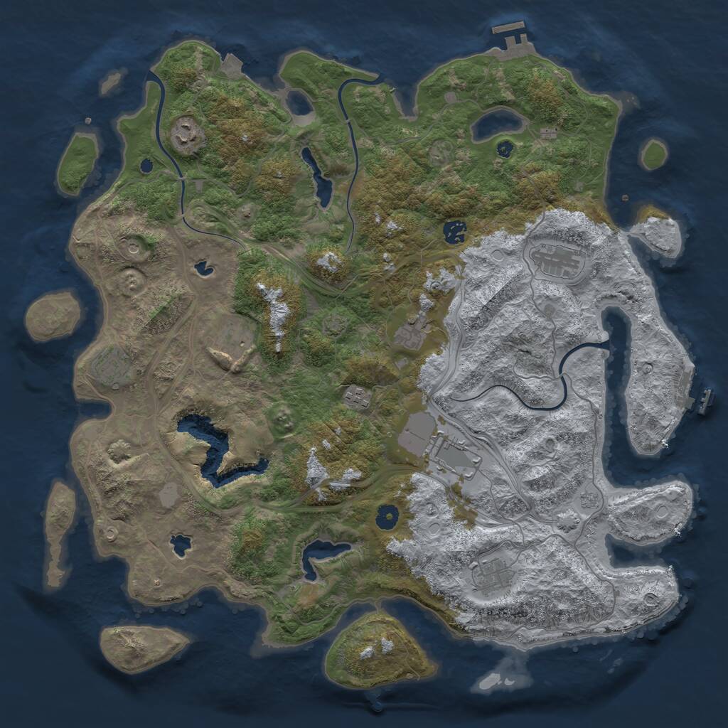 Rust Map: Procedural Map, Size: 4500, Seed: 2061316407, 15 Monuments
