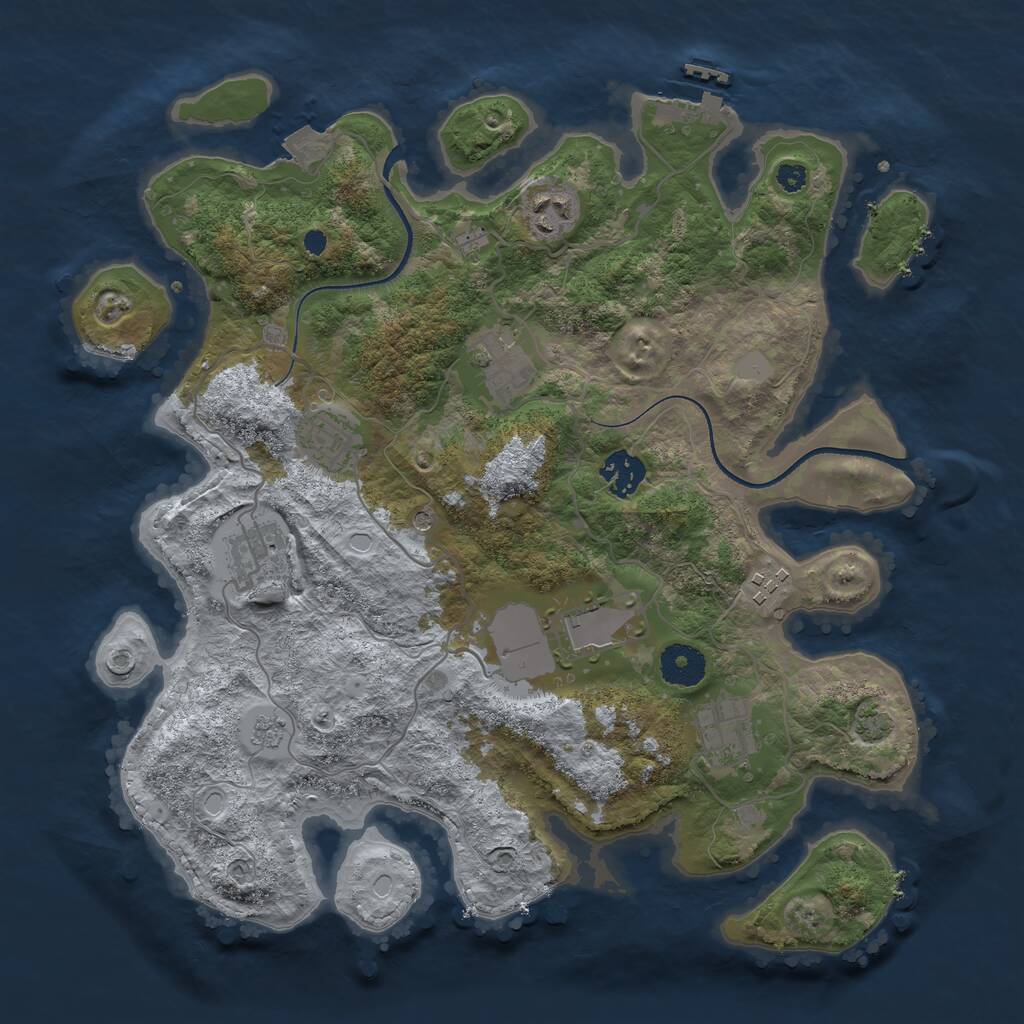 Rust Map: Procedural Map, Size: 3500, Seed: 1428232800, 13 Monuments