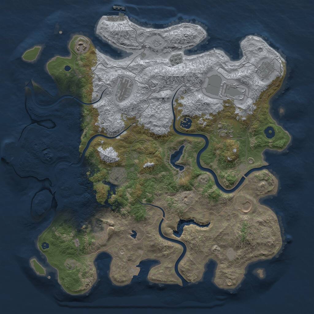 Rust Map: Procedural Map, Size: 4220, Seed: 1, 16 Monuments