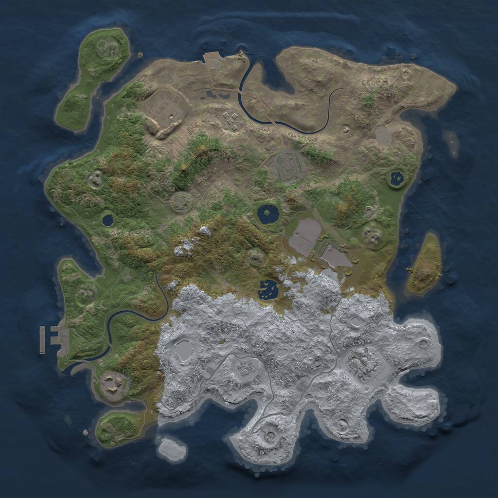 Rust Map: Procedural Map, Size: 3600, Seed: 1048241800, 12 Monuments