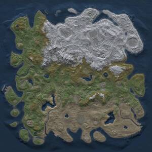 Thumbnail Rust Map: Procedural Map, Size: 5000, Seed: 19454, 15 Monuments