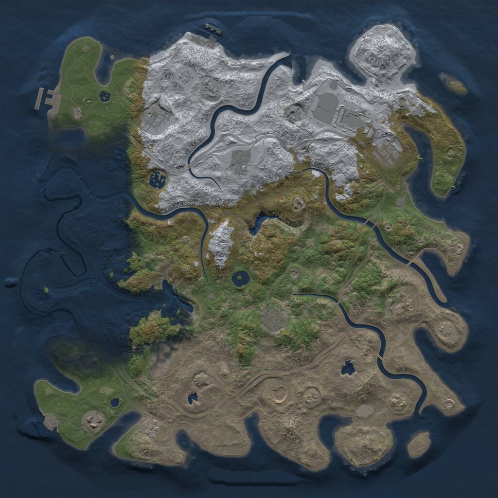 Rust Map: Procedural Map, Size: 4500, Seed: 890690272, 17 Monuments