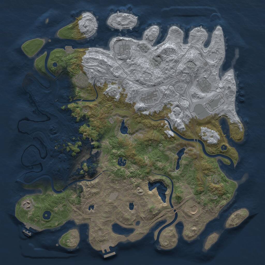 Rust Map: Procedural Map, Size: 4500, Seed: 1577602979, 16 Monuments
