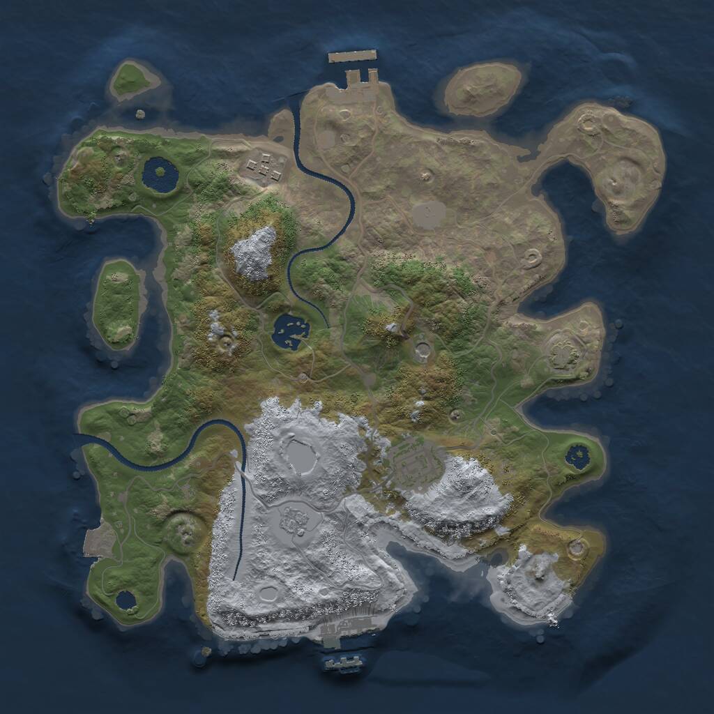 Rust Map: Procedural Map, Size: 3000, Seed: 407819859, 9 Monuments
