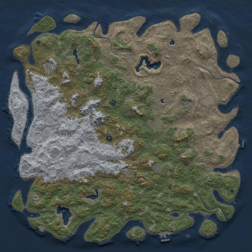 Rust Map: Procedural Map, Size: 6000, Seed: 280529045, 17 Monuments