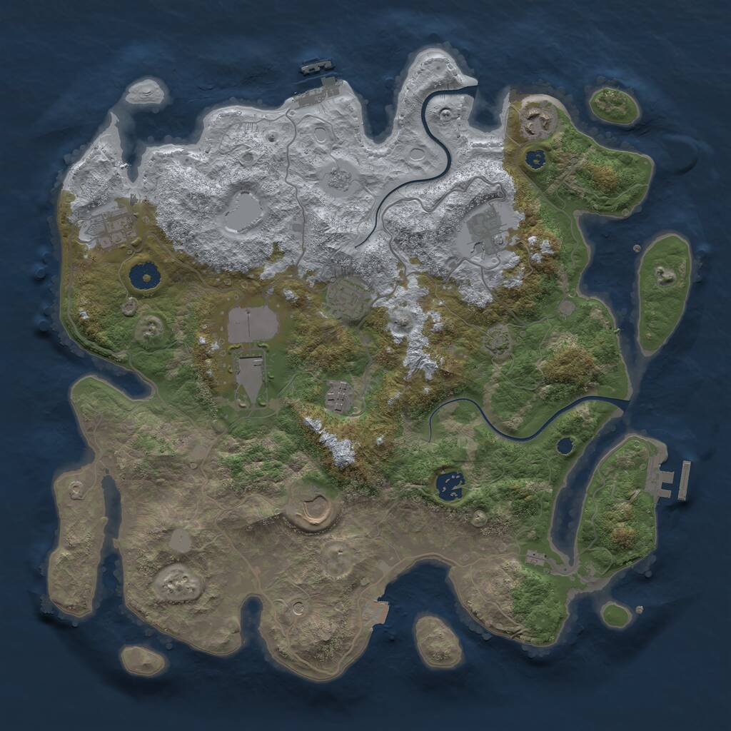 Rust Map: Procedural Map, Size: 3750, Seed: 1395818976, 14 Monuments