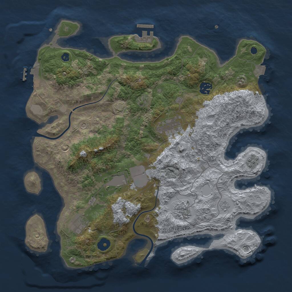 Rust Map: Procedural Map, Size: 3500, Seed: 470901834, 12 Monuments