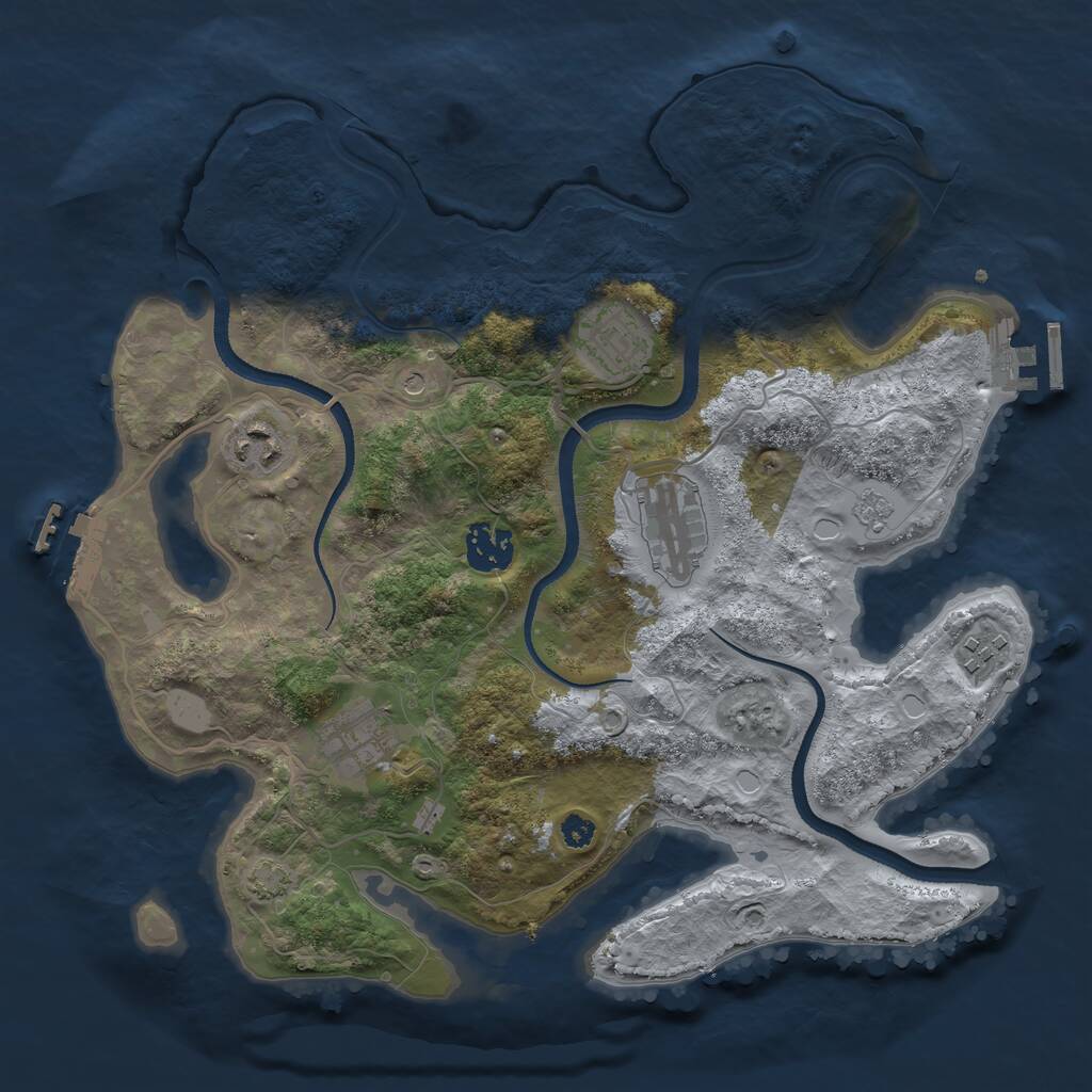 Rust Map: Procedural Map, Size: 3300, Seed: 634149751, 12 Monuments
