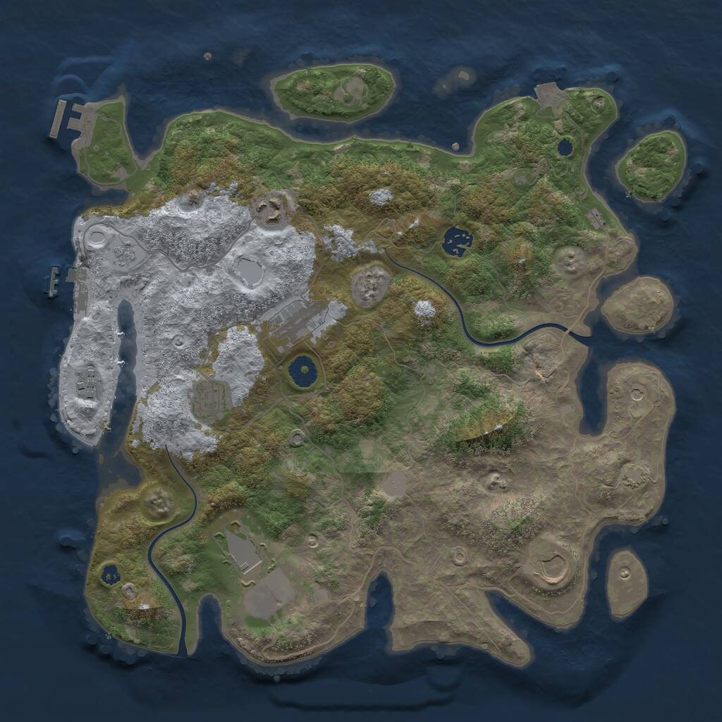 Rust Map: Procedural Map, Size: 3750, Seed: 1430728280, 13 Monuments