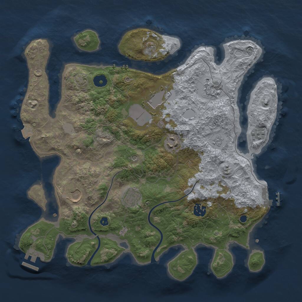 Rust Map: Procedural Map, Size: 3500, Seed: 184085632, 13 Monuments
