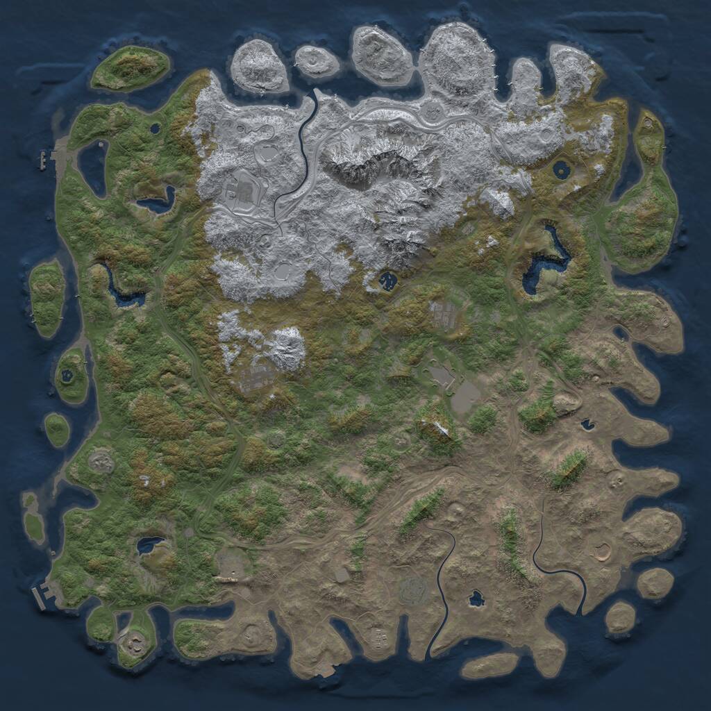 Rust Map: Procedural Map, Size: 6000, Seed: 465478658, 17 Monuments