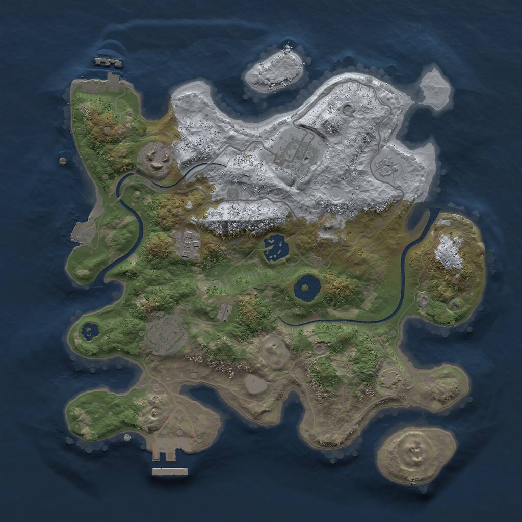 Rust Map: Procedural Map, Size: 3000, Seed: 17500, 10 Monuments